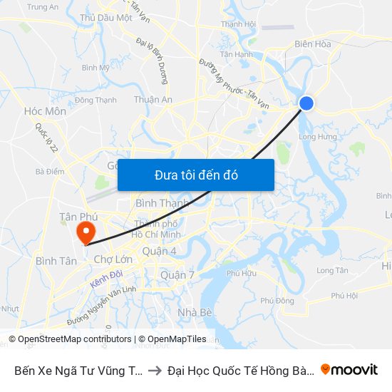 Bến Xe Ngã Tư Vũng Tàu to Đại Học Quốc Tế Hồng Bàng map