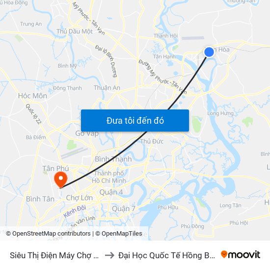 Siêu Thị Điện Máy Chợ Lớn to Đại Học Quốc Tế Hồng Bàng map