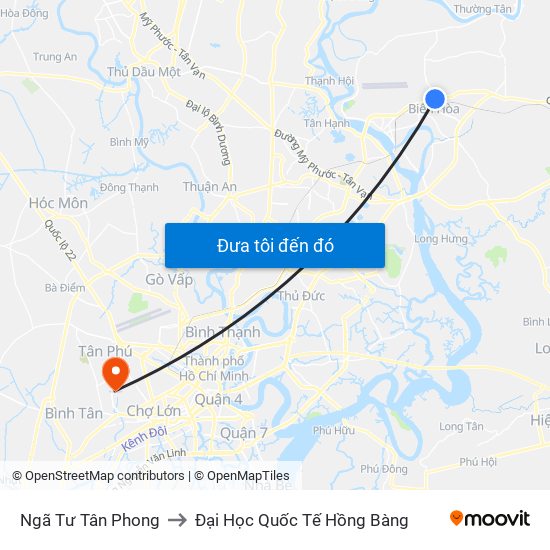 Ngã Tư Tân Phong to Đại Học Quốc Tế Hồng Bàng map