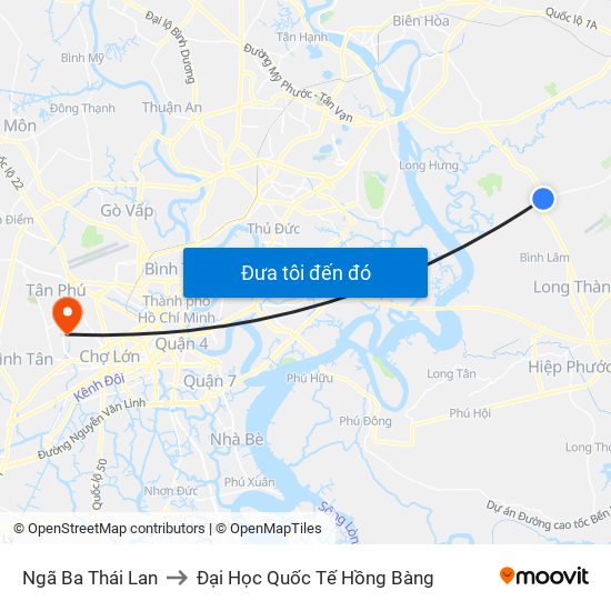 Ngã Ba Thái Lan to Đại Học Quốc Tế Hồng Bàng map