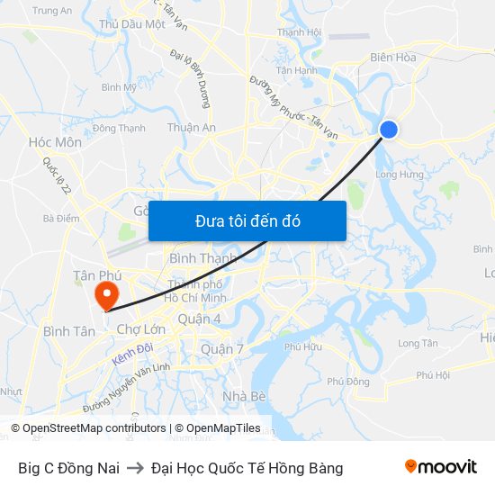 Big C Đồng Nai to Đại Học Quốc Tế Hồng Bàng map