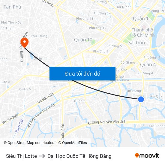 Siêu Thị Lotte to Đại Học Quốc Tế Hồng Bàng map