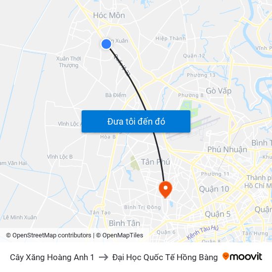 Cây Xăng Hoàng Anh 1 to Đại Học Quốc Tế Hồng Bàng map