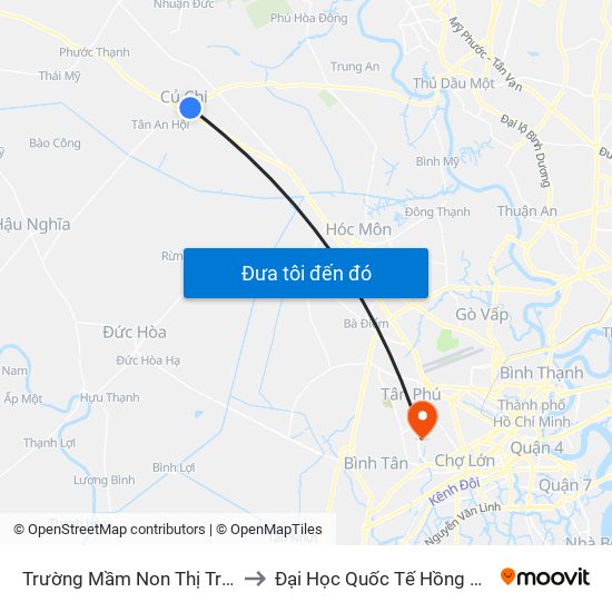 Trường Mầm Non Thị Trấn 3 to Đại Học Quốc Tế Hồng Bàng map