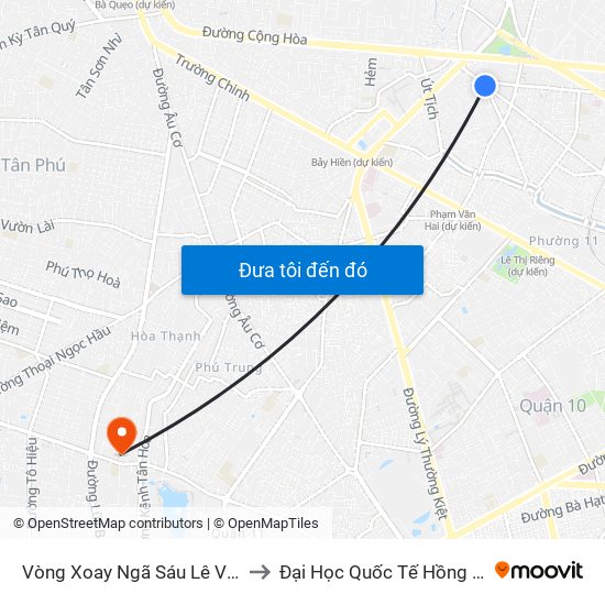 Vòng Xoay Ngã Sáu Lê Văn Sỹ to Đại Học Quốc Tế Hồng Bàng map