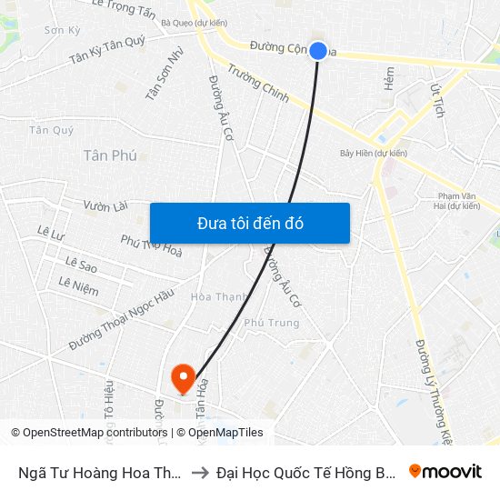 Ngã Tư Hoàng Hoa Thám to Đại Học Quốc Tế Hồng Bàng map