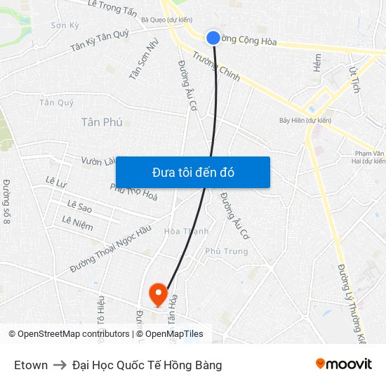 Etown to Đại Học Quốc Tế Hồng Bàng map