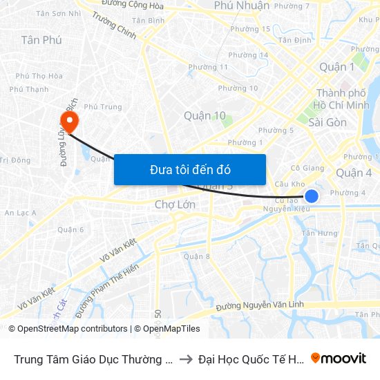 Trung Tâm Giáo Dục Thường Xuyên Quận 4 to Đại Học Quốc Tế Hồng Bàng map