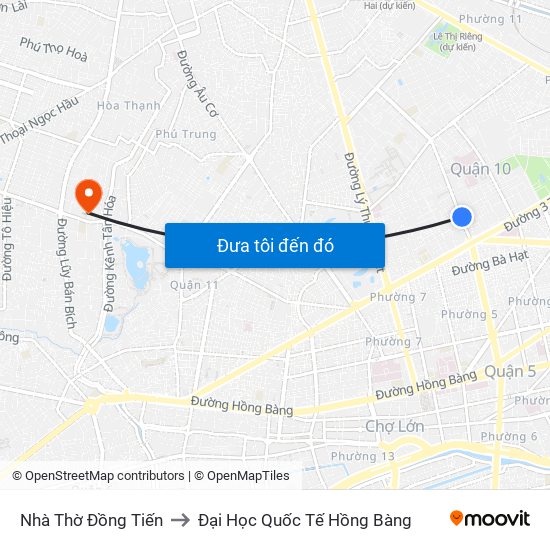 Nhà Thờ Đồng Tiến to Đại Học Quốc Tế Hồng Bàng map