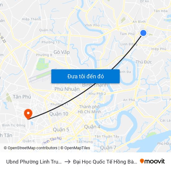 Ubnd Phường Linh Trung to Đại Học Quốc Tế Hồng Bàng map