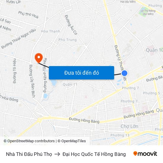 Nhà Thi Đấu Phú Thọ to Đại Học Quốc Tế Hồng Bàng map