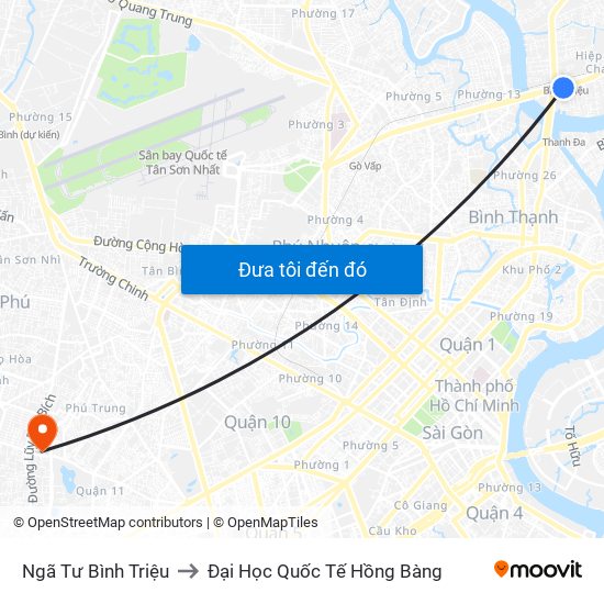 Ngã Tư Bình Triệu to Đại Học Quốc Tế Hồng Bàng map