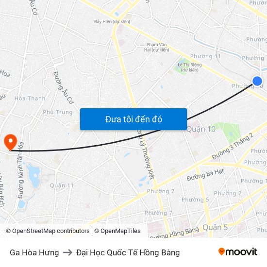 Ga Hòa Hưng to Đại Học Quốc Tế Hồng Bàng map