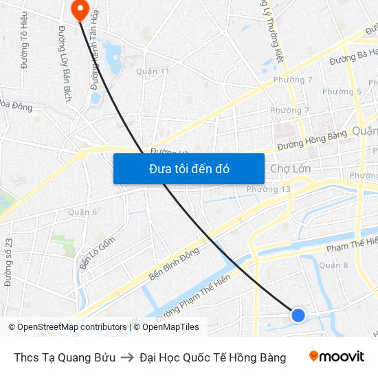 Thcs Tạ Quang Bửu to Đại Học Quốc Tế Hồng Bàng map