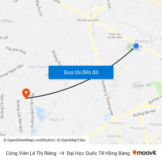 Công Viên Lê Thị Riêng to Đại Học Quốc Tế Hồng Bàng map