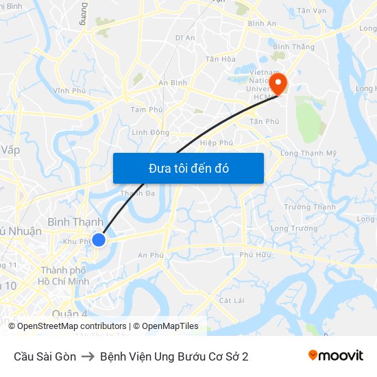 Cầu Sài Gòn to Bệnh Viện Ung Bướu Cơ Sở 2 map