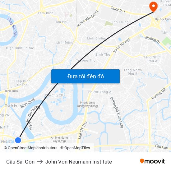 Cầu Sài Gòn to John Von Neumann Institute map