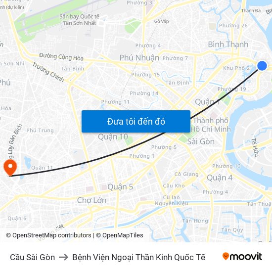 Cầu Sài Gòn to Bệnh Viện Ngoại Thần Kinh Quốc Tế map