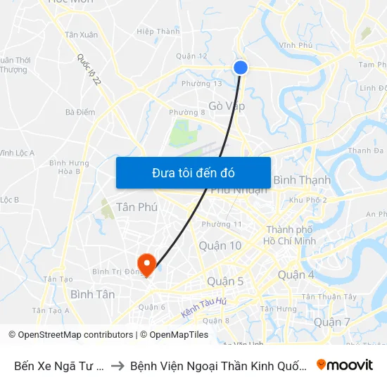 Bến Xe Ngã Tư Ga to Bệnh Viện Ngoại Thần Kinh Quốc Tế map