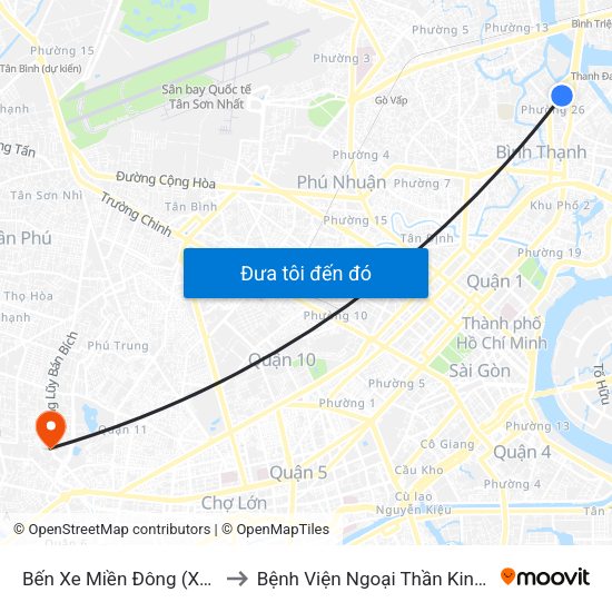 Bến Xe Miền Đông (Xe Khách) to Bệnh Viện Ngoại Thần Kinh Quốc Tế map