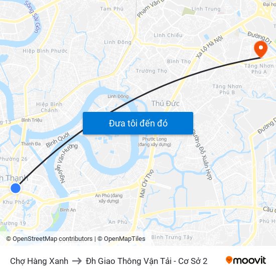 Chợ Hàng Xanh to Đh Giao Thông Vận Tải - Cơ Sở 2 map