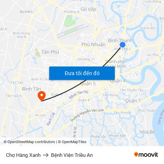 Chợ Hàng Xanh to Bệnh Viện Triều An map