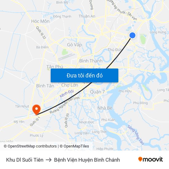 Khu Dl Suối Tiên to Bệnh Viện Huyện Bình Chánh map