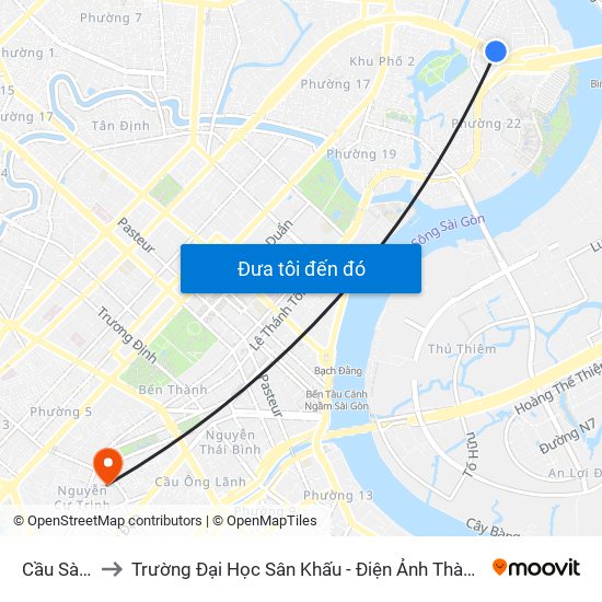 Cầu Sài Gòn to Trường Đại Học Sân Khấu - Điện Ảnh Thành Phố Hồ Chí Minh map