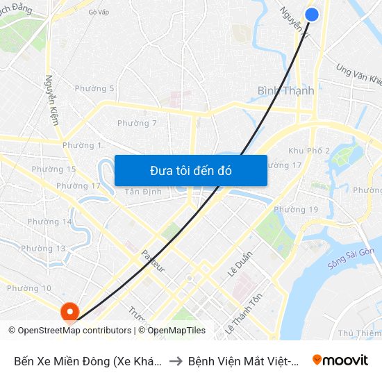 Bến Xe Miền Đông (Xe Khách) to Bệnh Viện Mắt Việt-Nga map