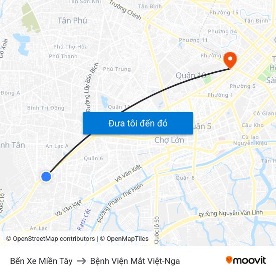 Bến Xe Miền Tây to Bệnh Viện Mắt Việt-Nga map