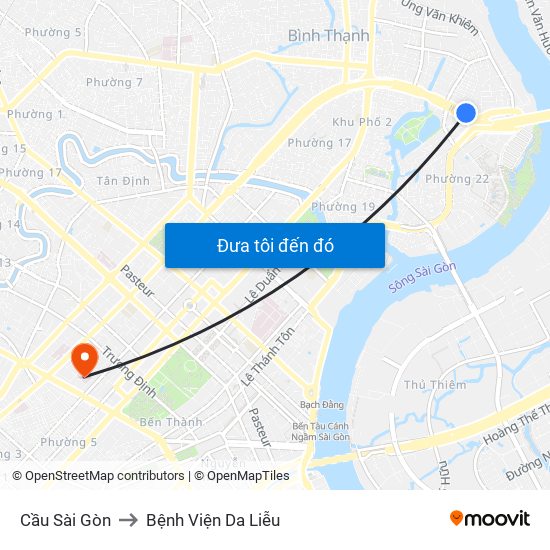 Cầu Sài Gòn to Bệnh Viện Da Liễu map