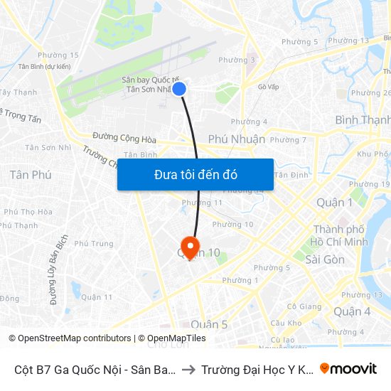 Cột B7 Ga Quốc Nội - Sân Bay Tân Sơn Nhất (Xe Thành Công) to Trường Đại Học Y Khoa Phạm Ngọc Thạch map