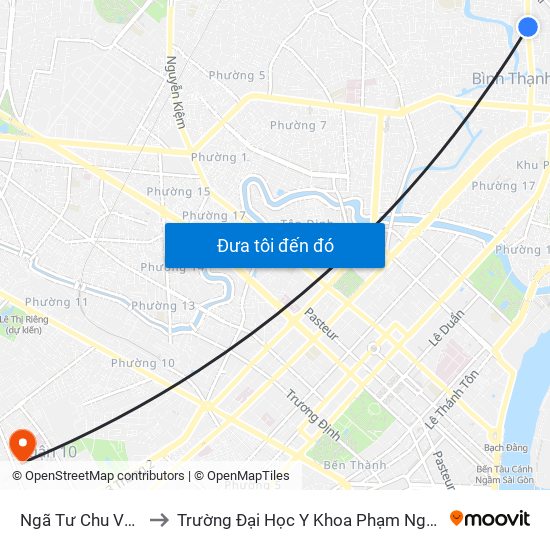 Ngã Tư Chu Văn An to Trường Đại Học Y Khoa Phạm Ngọc Thạch map