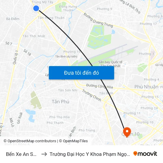 Bến Xe An Sương to Trường Đại Học Y Khoa Phạm Ngọc Thạch map