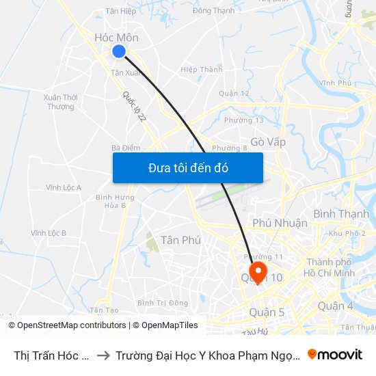 Thị Trấn Hóc Môn to Trường Đại Học Y Khoa Phạm Ngọc Thạch map