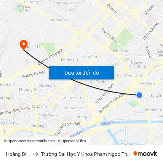 Hoàng Diệu to Trường Đại Học Y Khoa Phạm Ngọc Thạch map