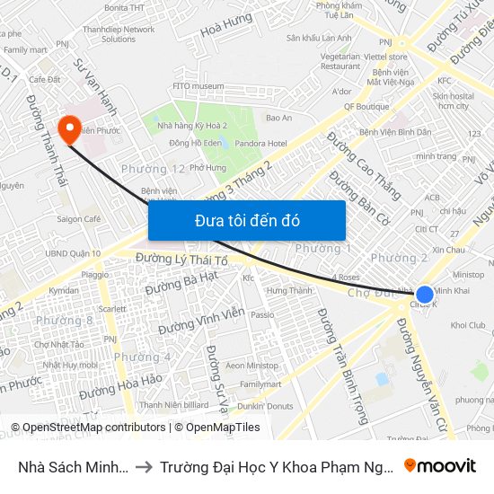 Nhà Sách Minh Khai to Trường Đại Học Y Khoa Phạm Ngọc Thạch map