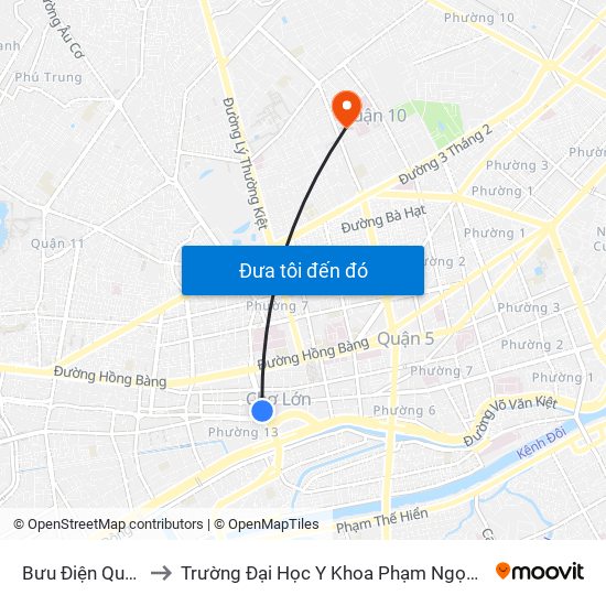 Bưu Điện Quận 5 to Trường Đại Học Y Khoa Phạm Ngọc Thạch map