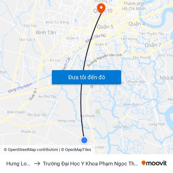 Hưng Long to Trường Đại Học Y Khoa Phạm Ngọc Thạch map