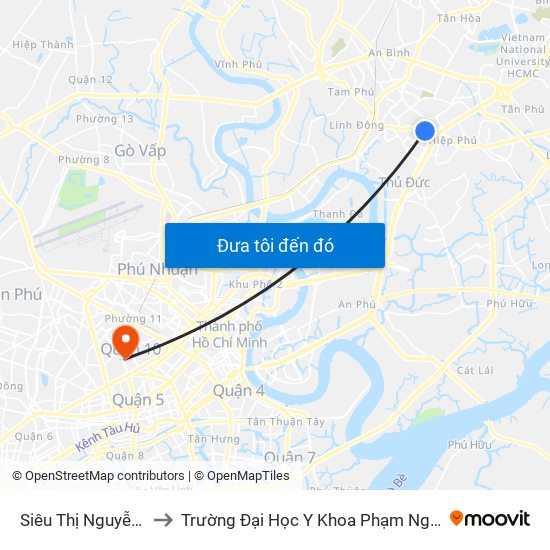 Siêu Thị Nguyễn Kim to Trường Đại Học Y Khoa Phạm Ngọc Thạch map