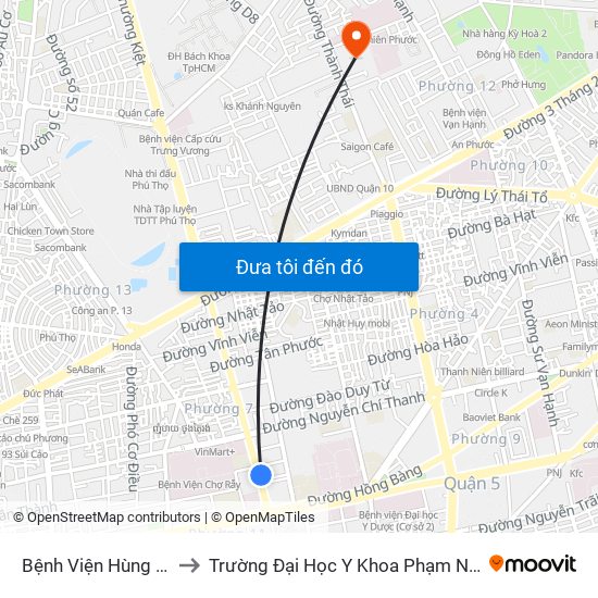 Bệnh Viện Hùng Vương to Trường Đại Học Y Khoa Phạm Ngọc Thạch map