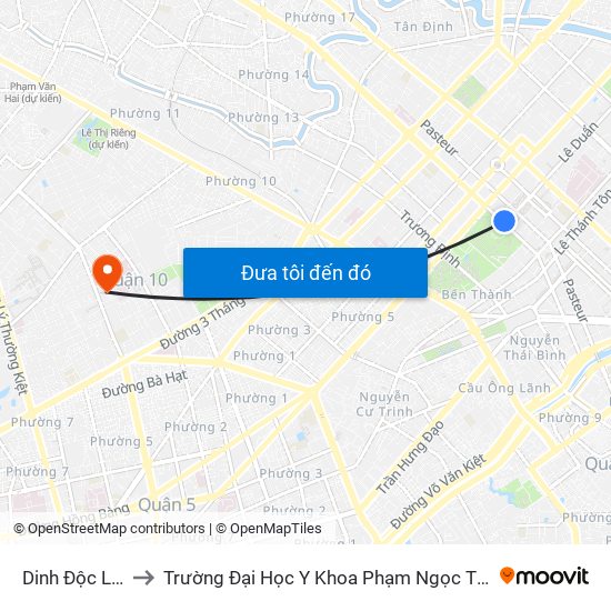 Dinh Độc Lập to Trường Đại Học Y Khoa Phạm Ngọc Thạch map