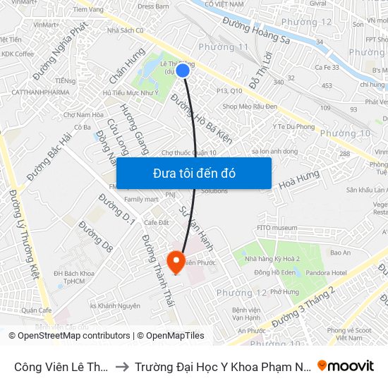 Công Viên Lê Thị Riêng to Trường Đại Học Y Khoa Phạm Ngọc Thạch map