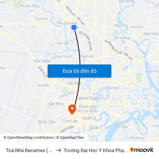 Toà Nhà Becamex ( Đón Khách) to Trường Đại Học Y Khoa Phạm Ngọc Thạch map