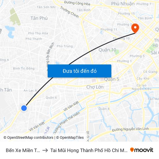 Bến Xe Miền Tây to Tai Mũi Họng Thành Phố Hồ Chí Minh map
