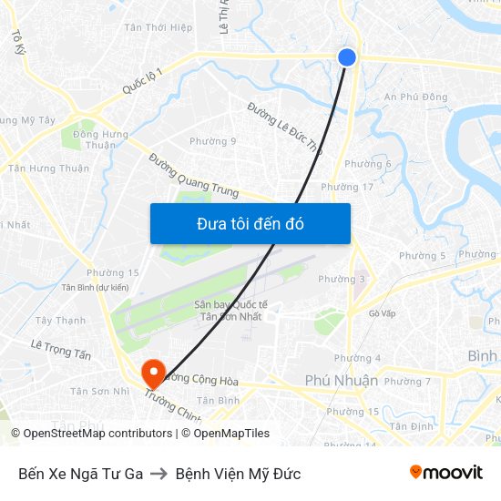 Bến Xe Ngã Tư Ga to Bệnh Viện Mỹ Đức map