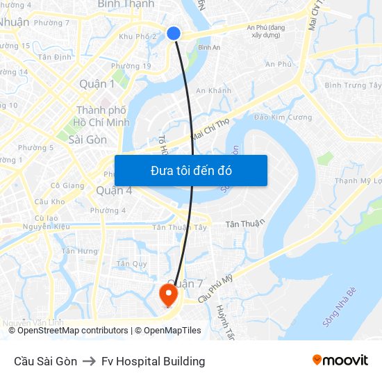 Cầu Sài Gòn to Fv Hospital Building map