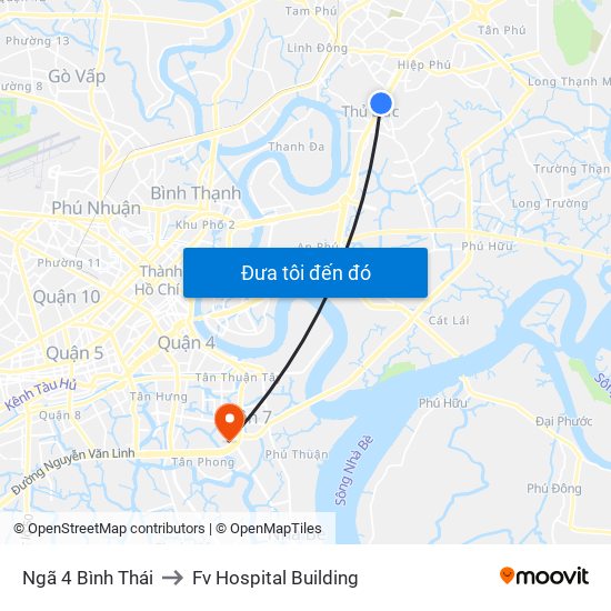 Ngã 4 Bình Thái to Fv Hospital Building map