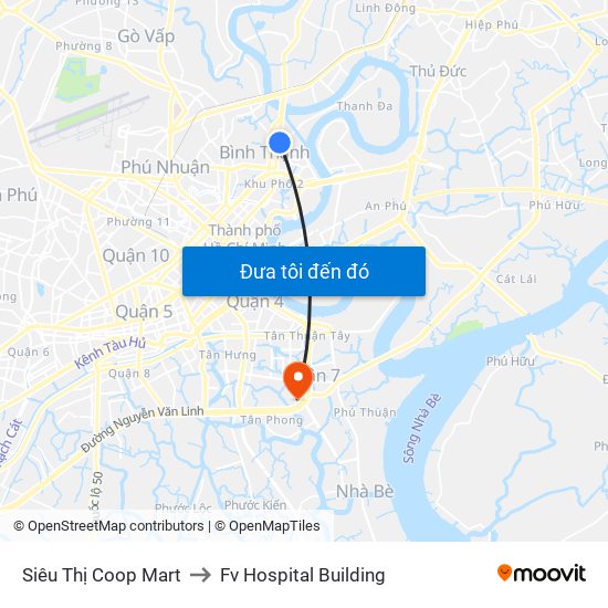 Siêu Thị Coop Mart to Fv Hospital Building map
