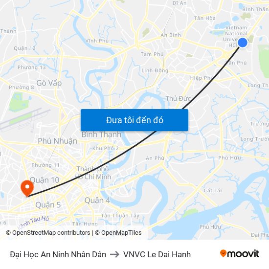 Đại Học An Ninh Nhân Dân to VNVC Le Dai Hanh map